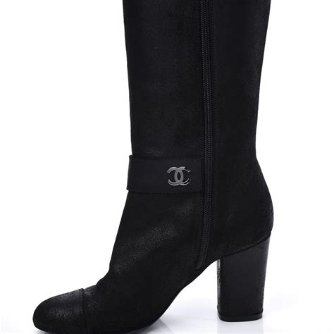 chanel knee high fur boots|chanel ankle boots with chain.